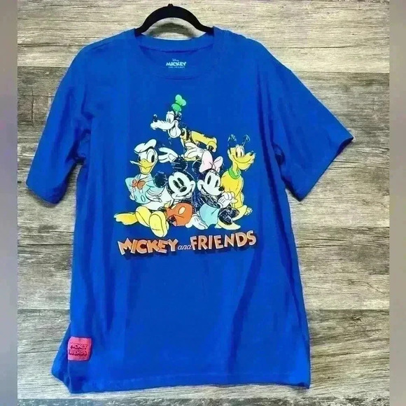Disney Mickey and Friends Blue Short Sleeve Tee Tshirt Size Medium - Picture 1 of 3